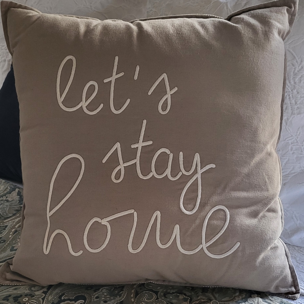 Chic Tan Pillow with White Script